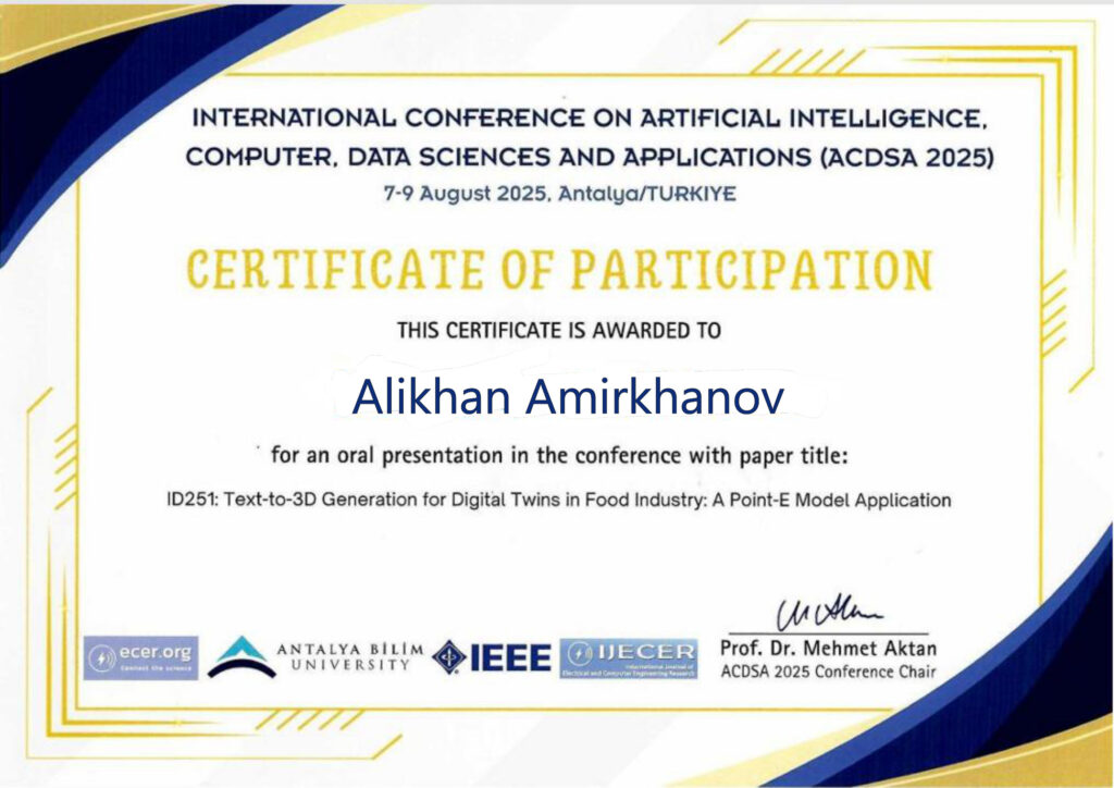 ACDSA 2025 сертификаты — Амирханов Алихан