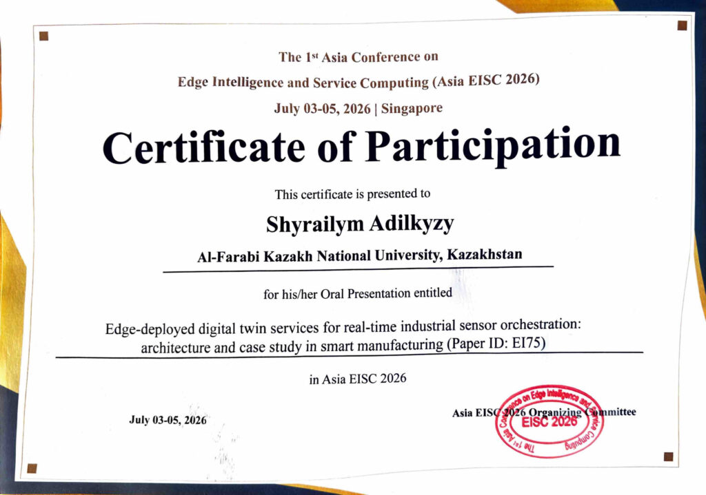 Asia EISC 2026 сертификаты — Әділқызы Шырайлым